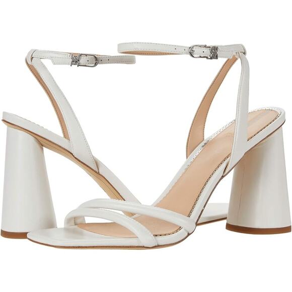 Sam Edelman Womens Kia Heeled Sandal US 11 M EU 41 White Leather EUC - Picture 1 of 13